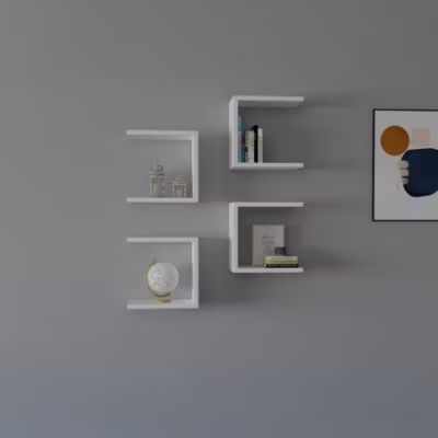 Etagère murale modulable blanche forme U (lot de 4) MARFA