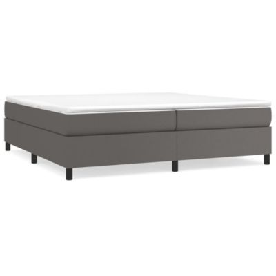 Lit double, Lit adulte, Cadre de lit à ressorts gris 200×200 cm similicuir