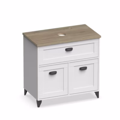Meuble Vasque 2 portes + 1 tiroir coloris blanc mat/Cambrian – Hauteur 95 x Longueur 82 x Profondeur 47 cm