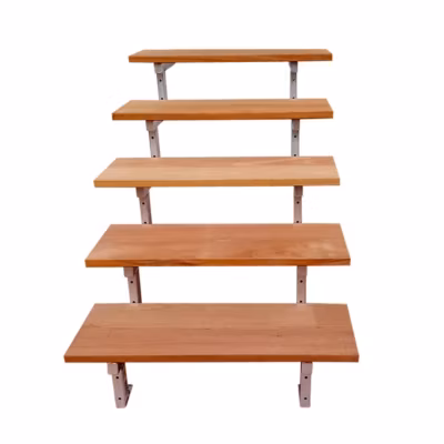 Escalier en acier BALI, 5 marches en bois exotique Bangkirai, Hauteur 88 cm – L 100 cm