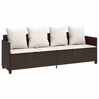 Chaise longue avec coussins marron résine tressée vidaXL