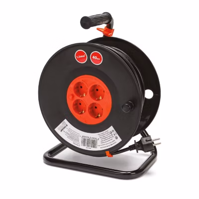 Enrouleur de câble DIY 4 prises Schuko standards, câble H05VV-F3G1.5MM2, 40M ,CE