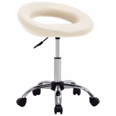 Chaise de travail roulante Crème Similicuir vidaXL