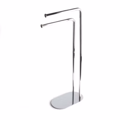 Porte-Serviettes Moderne Sur Pied Avec 2 Porte-Serviettes Et Base Ovale Chromée