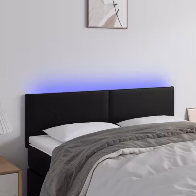 vidaXL Tête de Lit à LED Meuble de Chambre à Coucher Accessoire de Lit Double Tête de Cadre de Lit Intérieur Noir 3121422
