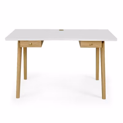 Bureau Design 2 Tiroirs « Nice » 140cm Chêne & Blanc