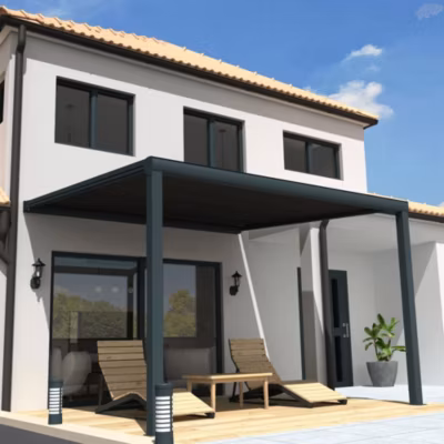 Pergola toile SUNLIGHT Gris anthracite – 3,00×3,50m (Motorisé à télécommande secours – Gris Anthracite)