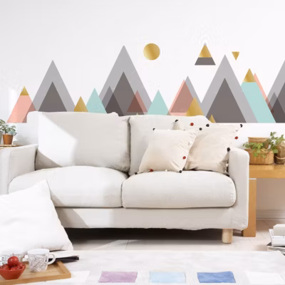 Stickers muraux – Décoration chambre salon – Autocollant Sticker mural géant montagnes scandinaves CORDOBA – 95x135cm