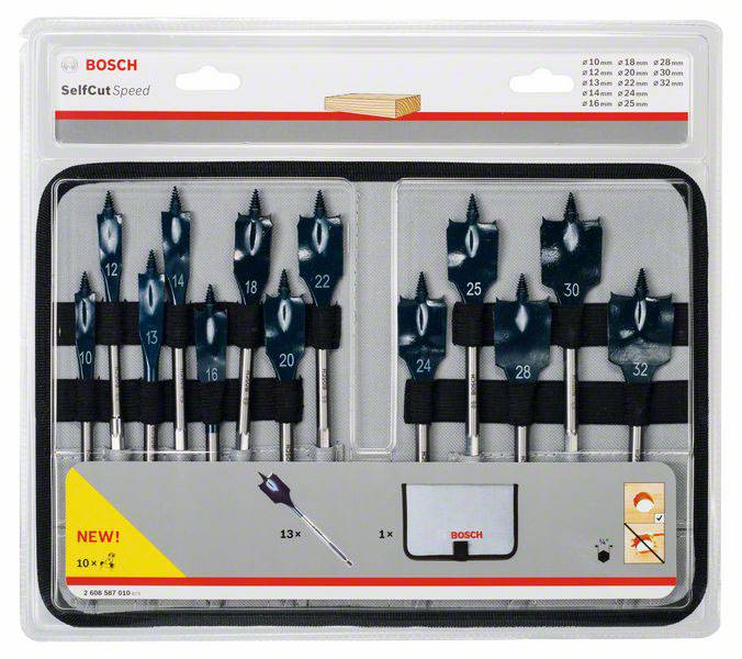 Mèches plates Self Cut Speed, set 13pcs/du10au32mm 2608587010