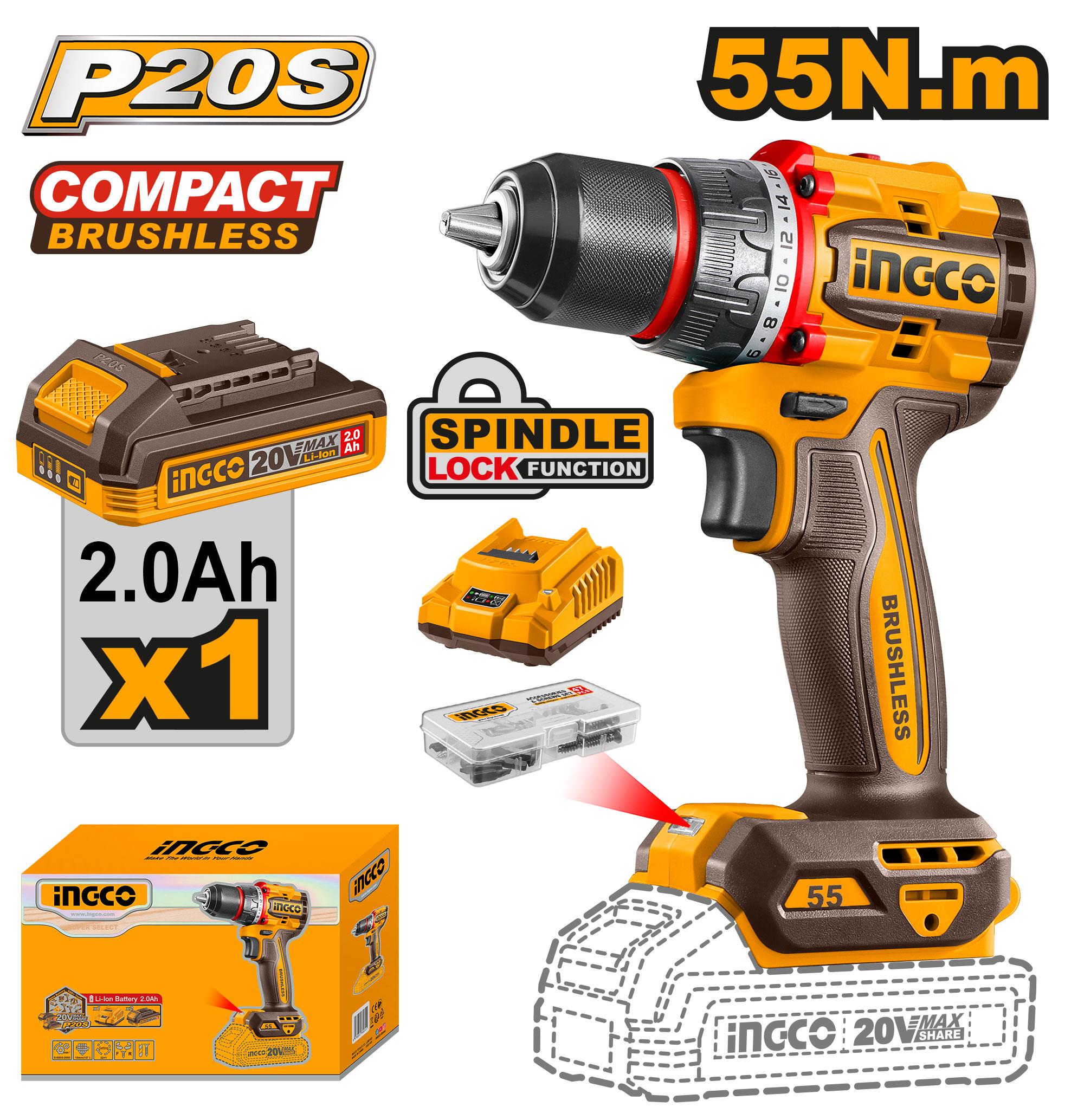 VISSEUSE 20V BRUSHLESS 1 BATTERIE INGCO CDLI205582