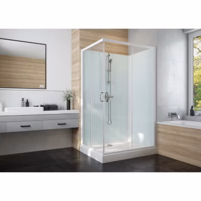Cabine de douche Izi Glass2 Leda – Carrée – Portes coulissantes – Verre transparent – 90 x 90 cm