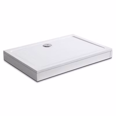 Receveur de Douche blanc extra plat carré en résine – 140×90 cm – avec 10 kit de plinthe et pieds