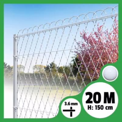Bordure parisienne ronde longueur 20m – Blanc, 150cm, 3.6mm