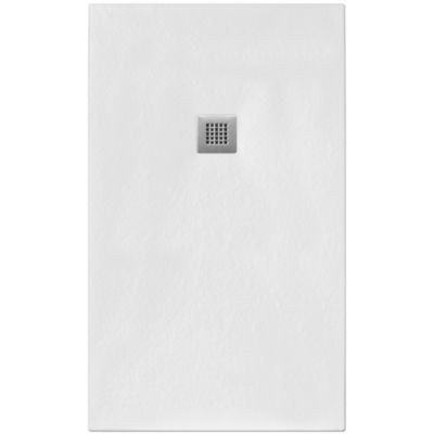 Receveur de Douche 95X100 cm Ligne Vulcano Fin Blanc en Résine Synthétique et Poudre de Marbre Avec Drain Libre FRASCIO