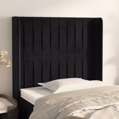 vidaXL Tête de lit avec oreilles Noir 93x16x118-128 cm Velours3119856