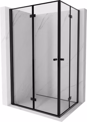Mexen Mist-F Duo cabine de douche pliable gauche 85 x 75 cm, cadre noir, noir – 8A6-085L-075P-70-70