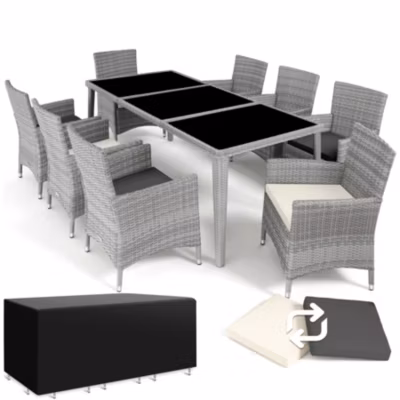 Salon de jardin avec cadre en aluminium gris clair