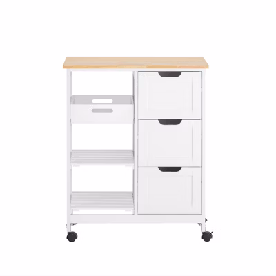SoBuy FKW79-W Chariot de service desserte cuisine à roulettes avec table de rangement, prévente