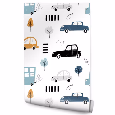 Papier Peint Intissé VEHICULES Arbres Pour Chambre D&rsquo;Enfant