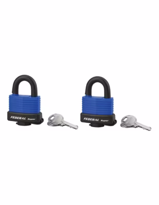 Lot de 2 cadenas à clé Fédéral Lock Sea Line, laiton,  extérieur, anse inox, 40mm, 2 clés s&rsquo;entrouvrant – THIRARD