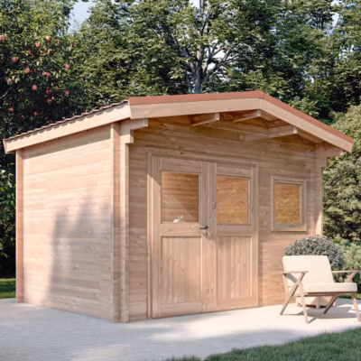 Chalet de jardin LANTENAY 12M² – Bois Douglas épaisseur 55MM – Porte & fenêtre bois – Toiture BACACIER