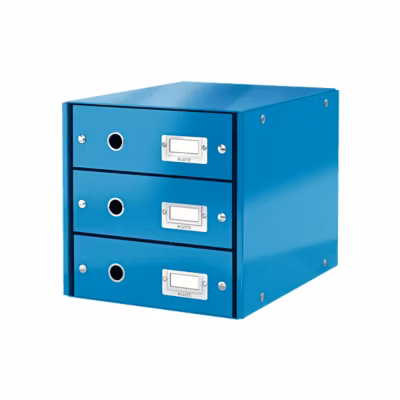 Bloc de Rangement pour Bureau 3 tiroirs A4 Wow – Bleu
