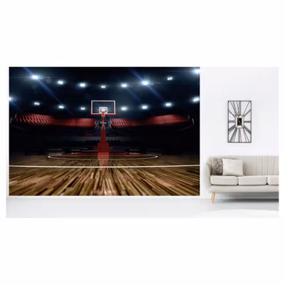 Papier peint intissé SALLE DE BASKET 400 x 270 cm (LxH) – Tapisserie murale panoramique XXL, Made in France par Scenolia