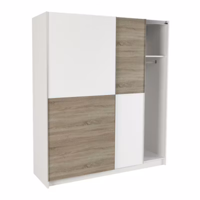 Armoire placard / meuble de rangement coloris chêne cortez, blanc  – Hauteur 200 x Longueur 180 x Profondeur 60 cm