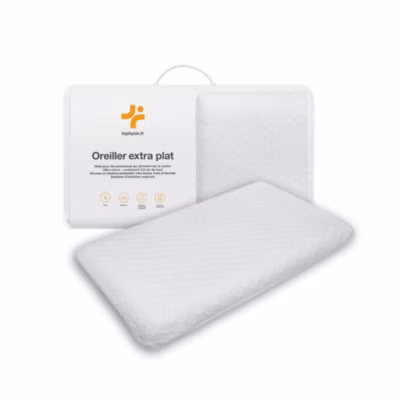 Oreiller extra plat pour personnes qui dorment sur le ventre s  50x30x5,5  taie d&rsquo;oreiller en bambou INPHYSIO