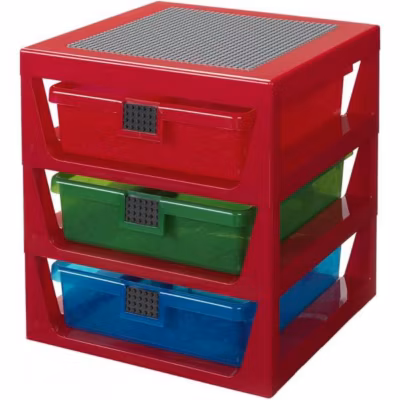 Boîte de rangement 3 tiroirs personnalisables Lego – Rouge