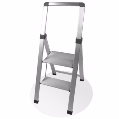 Marchepied aluminium pro Slim 2 marches, ultra plat plié, hauteur travail 2,05 m, 150 kg, NF EN 14183