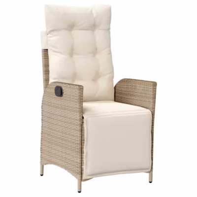 Chaise inclinable de jardin et repose-pied beige résine tressée vidaXL