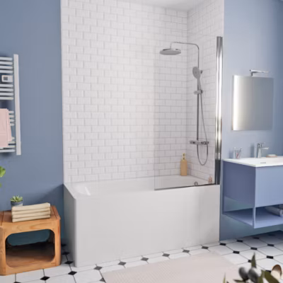 By Kaldewei 150×70 cm Ensemble baignoire Vivien universelle + Pare baignoire pivotant chrome + pieds (SATVIVI150-SETP1)