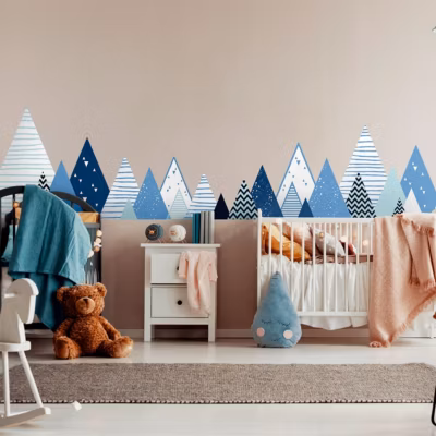 Stickers enfant montagnes scandinaves nabika 120 x 200 cm
