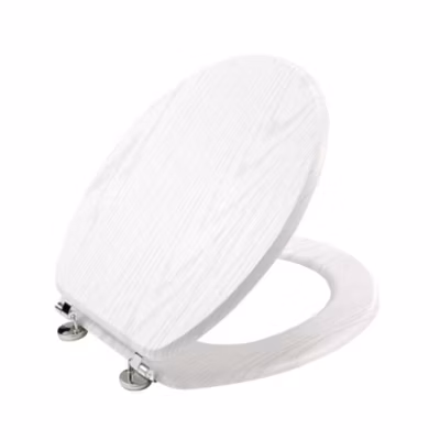 Abattant WC MDF charnières métal effet bois Strata blanc