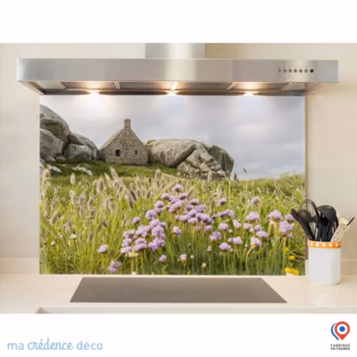 Crédence cuisine fond de hotte Kerlouan Meneham – Verre trempé – L 60 cm x H 45 cm – MaCrédenceDéco