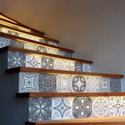Stickers adhésifs escalier carrelages contremarche – FERNANDO – 2 bandes de 15x105cm