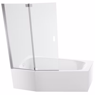 Pack baignoire bain douche 170 x 90 JACOB DELAFON Bastille vidage à gauche blanc mat + tablier en niche + pare-bain chromé