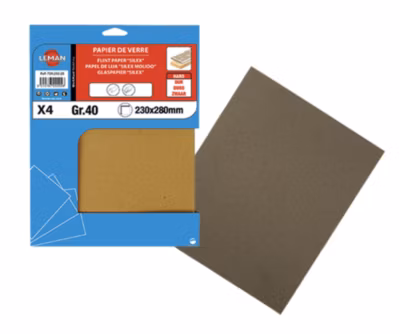 8 feuilles papier de verre 230×280 gr 60 par 15 lots – pv.081 – leman