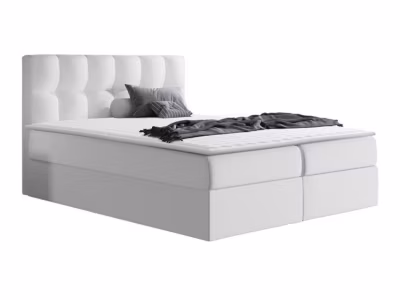 Lit continental Baltimore 128, Unique, Blanc, Faux cuir, Disponible