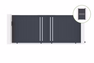 Portail coulissant 4m GIONA H.160cm alu gris + Portillon 1M CIMONE H.160cm alu