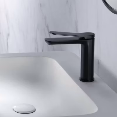 Mitigeur de Lavabo Anti-Calcaire Bec Bas Noir Mat IMEX DINAMARCA  BDR031-1NG