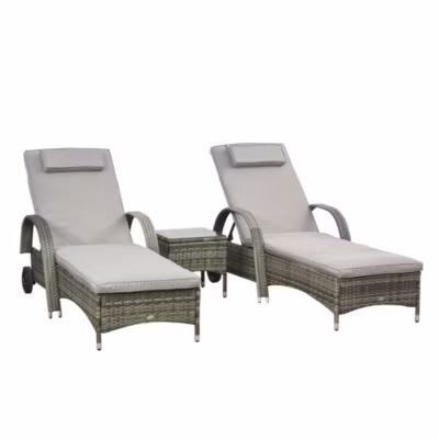 Salon de jardin OUTSUNNY metal gris 200.0 x 40.0 x 40.0 1 personnes