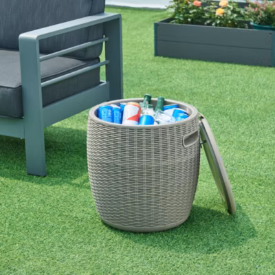 Tabouret de jardin avec glacière Avetrana 44 x 40 cm marron clair casa.pro