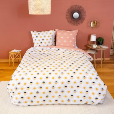 Housse de couette 260×240 TERRAMEA + 2 taies 100% coton adouci 57 fils/cm2