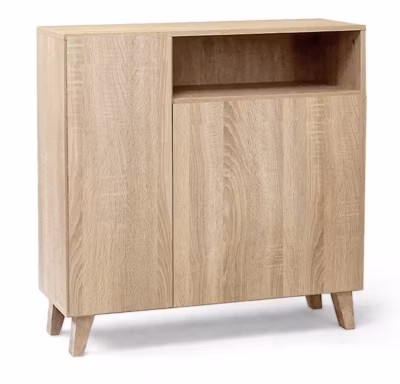 Armoire à chaussures, meuble à chaussures avec 2 portes coloris chêne cambrian – longueur 90 x profondeur 29 x hauteur 90 cm