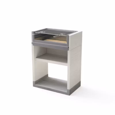 TUOZI – Barbecue fixe inoxpour bois et charbon modèle VENIT FLEXPLUS(Gris/Blanc-78x47x106cm)REF: T01050- Design robuste et durable