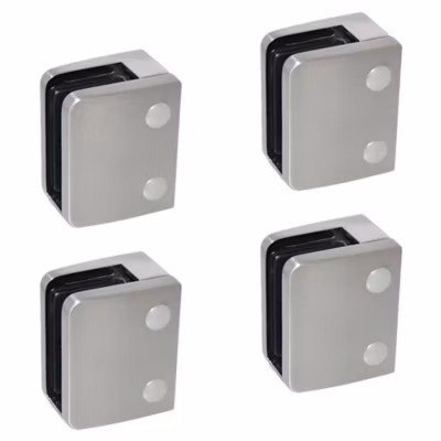 4 x Pince à verre plate modèle 04 – Ep. verre 17,52 mm – Inox 316 brossé GR320