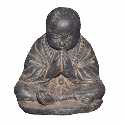 Statuette jardin moine assis 20 cm – Gris 20 cm