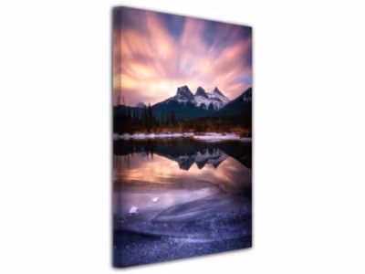DECLINA, Tableau toile imprimée, Tableau toile photo de lac de montagne au levé de soleil, 100×150 cm